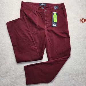 Jordache High Rise Utility Straight Leg Burgundy Jeans Size 12 Button Fly
